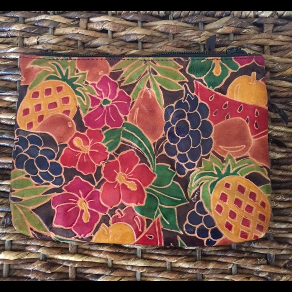Vintage tropical flowers & fruit small clutch